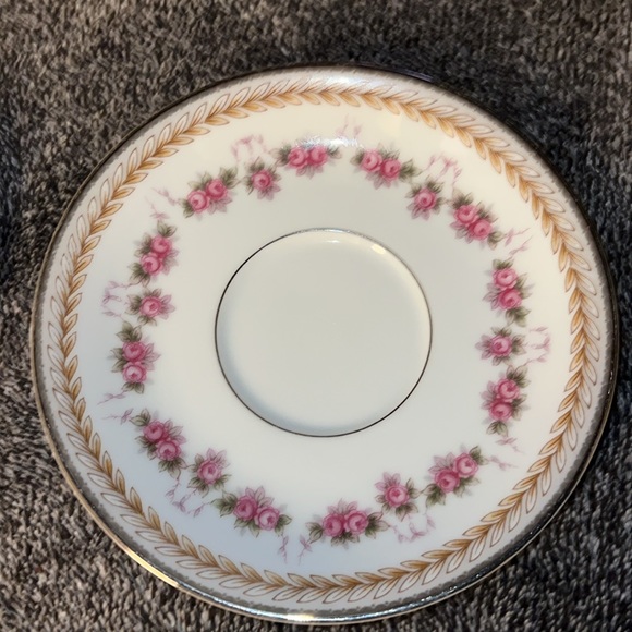 RC SAUCER VINTAGE 1950s PATTERN NORITAKE 564 VICTORIAN PINK ROSES AND LAUREL - Picture 10 of 11